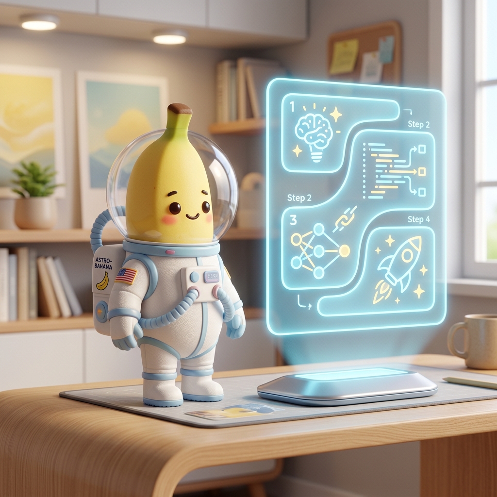 Пример фигурки банана-космонавта, сгенерированной ИИ Nano Banana 2 Lite